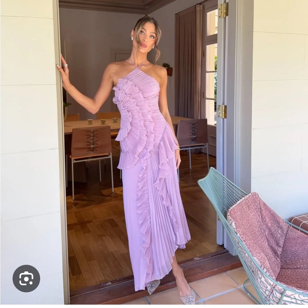 Elegant Pink Ruffled Women's Dress- Celina the label
